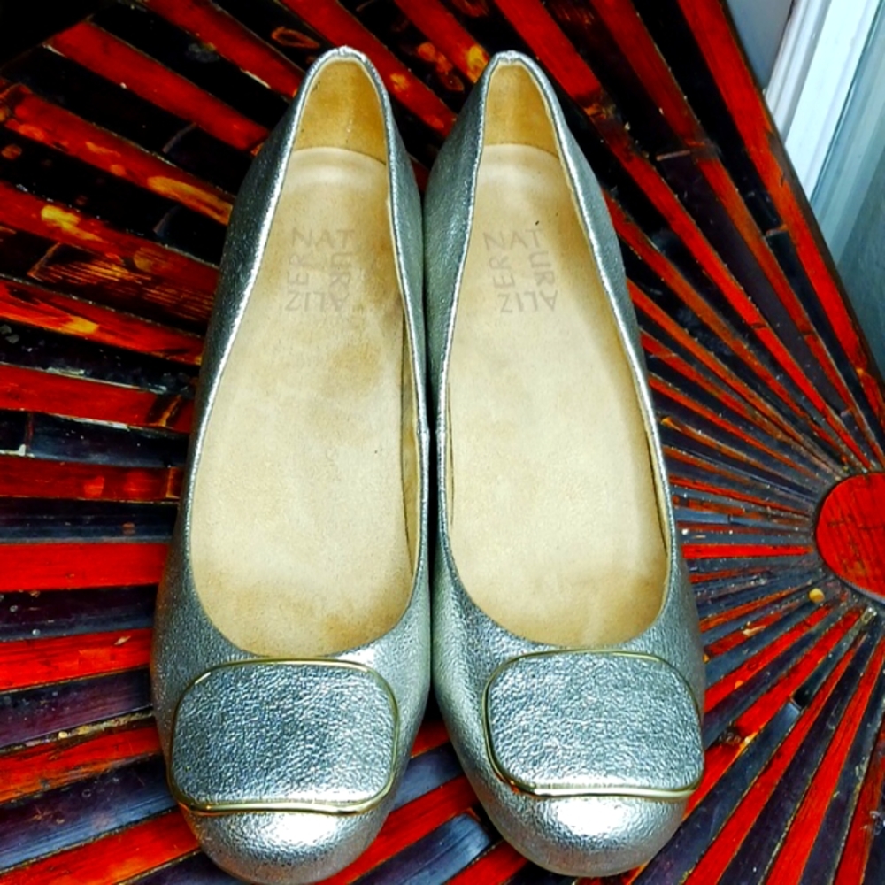 Naturalizer Silver Chunky Heels